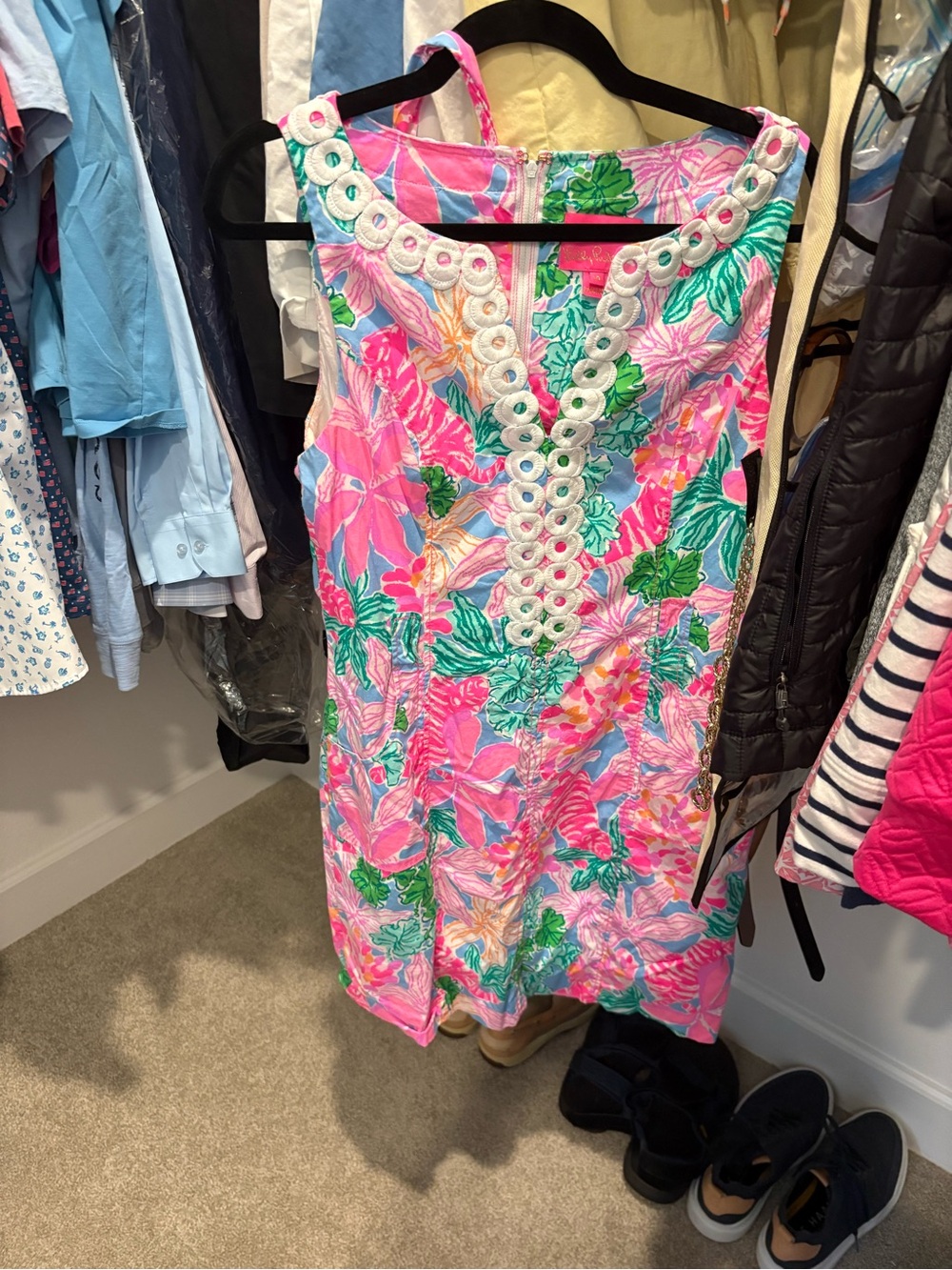 Lilly Pulitzer Pink Tropical Floral Sundress with Green Accents